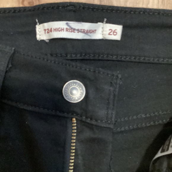 Levi Strauss Black Jeans High Rise Straight Leg Size W 26 L 30 - Picture 4 of 9